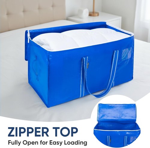 BALEINE Oversized Moving Bags - Heavy-Duty Storage Totes with Reinforced Handles | Royal Blue, 4-Pack