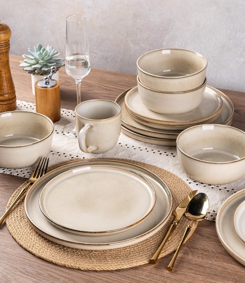 AmorArc Dinner Plates Set of 6, 10.5 Inch Reactive Glaze Ceramic Plates Set, Microwave, Dishwasher Safe, Scratch Resistant, Modern Large Dinnerware Dishes Set Kitchen Stoneware Plates