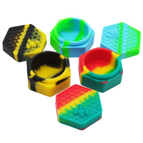 Vegcorn 26ml Hexagon Silicone Wax Concentrate Containers Non-stick Jars (100)
