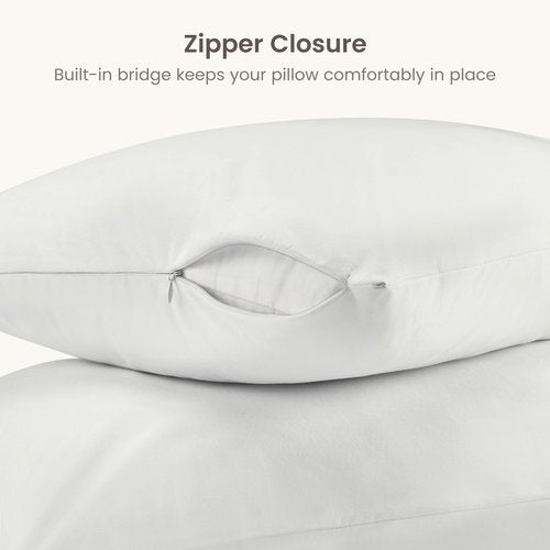 Bioweaves Organic Cotton Jersey Knit Waterproof Pillow Protector Covers with Zipper Closure – GOTS Certified Soft & Quite Pillow Encasement – Standard Size, 20 x 26 inches, Set of 2