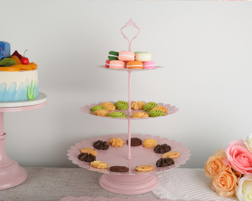 6 Pcs Metal Cake Stand Sets for Dessert Table, Cake Pop Stand Set & Dessert Table Trays & Tiered Cupcake Holder Perfect Display for Wedding, Party, Birthday, Baby Shower, Decorations (White)