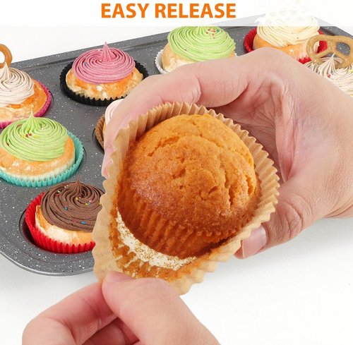 Caperci Cupcake Liners - Greaseproof Baking Cups for Weddings & Parties | 200 Count Natural