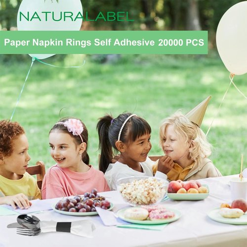 NATURALABEL 20000 PCS Bulk Paper Napkin Rings for Small Business, Restaurants, Events, Self-Adhesive Napkin Bands - 10 Boxes Pack, 2000 per Box (Black)