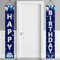 Turypaty Happy Birthday Door Banner - Blue & Silver Decorations for Men & Boys | Perfect for All Ages
