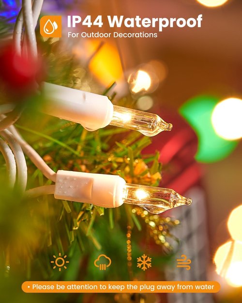 Minetom Clear Christmas Lights Set - 100 Count Mini String Lights for Indoor Decor | 20 Feet White Wire