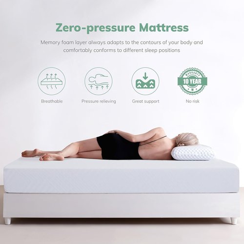 MLILY EGO Twin Mattress - Green Tea Memory Foam with Cooling Gel | Fiberglass-Free & CertiPUR-US Certified