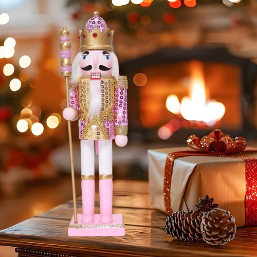 OEUVI Christmas Nutcracker Decor 11.8 Inch Wooden Nutcracker Ornament Soldier Figure Festive Collectible Nutcracker Gift Suitable for Table, Desktop, Fireplace Decoration Christmas Party Supplies