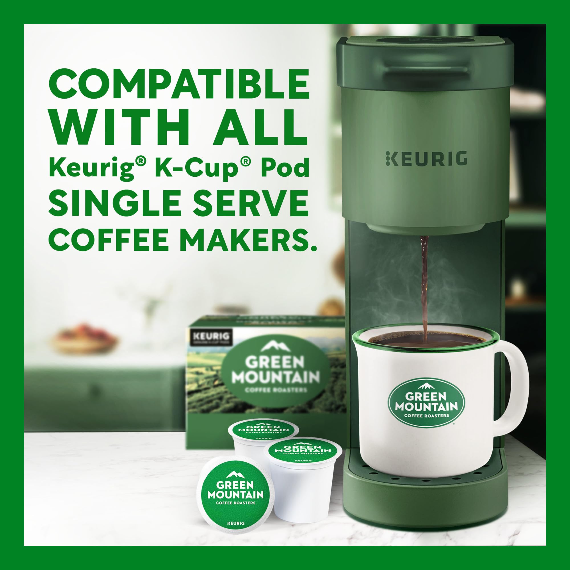 Green Mountain Coffee Roasters Half Caff, Single-Serve Keurig K-Cup Pods, Medium Roast Coffee Pods, 48 Count