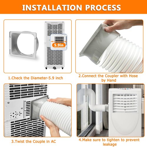 HAUREW Portable Air Conditioner Square Exhaust Hose Coupler 5.9 Inch Square to Round Window Adapter AC Unit Tube Connector Mobile Air Conditioning Accessories for Portable Conditioners(Square)