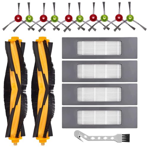17 Pack Replacements Parts for Ecovacs Deebot Ozmo 920/950/T5/T8/T8MAX T8Power T8aivi T8+/ N8+/N8 Pro/ N8 Pro Plus Accessories, 2 Roller Brushes, 10 Side Brush, 4 Filter
