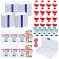 Cherizia 73Pcs Fishing Party Favors Candy Little Tackle Boxes 24 Sets with Red White Floater Thank You Cards for Making My Reel Fun Fishing Gone Theme Party Decorations (24)