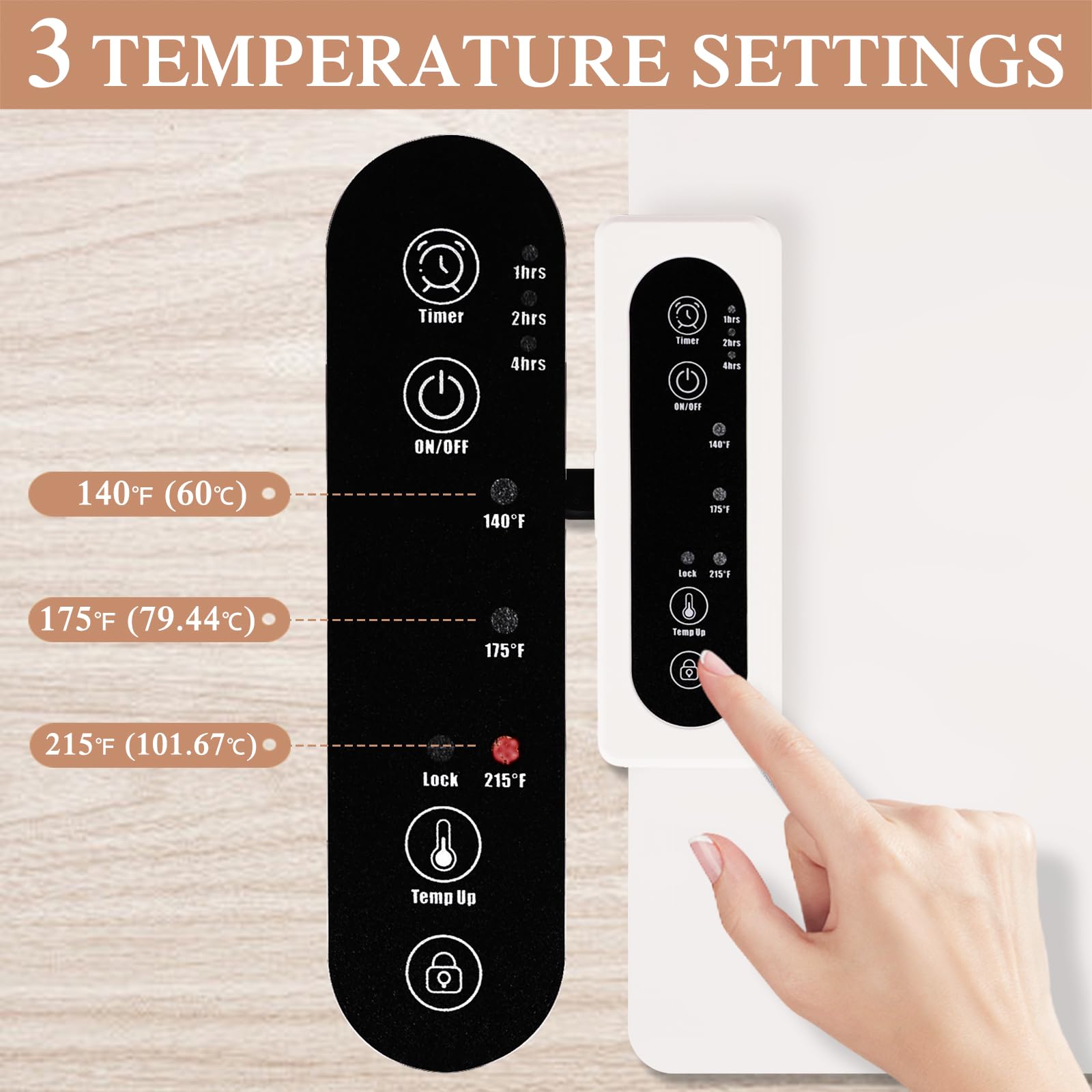 ANKDD Warming Mat for Food - Temp Master Adjustable Warming Tray with 3 Level Adjustable Temperature / 4 Hours Timer, Electric Heating Pad with Feet, Foldable Food Warmer Mat, White
