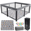 Skiennix Foldable Baby Playpen - 50" x 50" Collapsible Playard for Indoor & Outdoor Use | Includes Travel Pack & 30 Ocean Balls