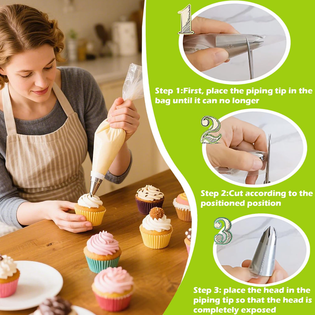 Suuker 1M Cake Decorating Tips, Seamless Stainless Steel Large Star Piping Tips Set, Open Star Frosting Tips for Cupcakes, Cookie and Cake Decorating, 3 Pieces