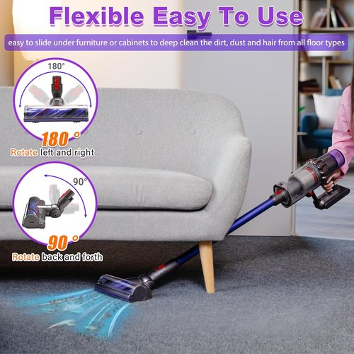 Lemige Vacuum Attachments - Replacement Head for Dyson V7/V8/V11/V15 | Anti-Tangle Motor Brush Roller