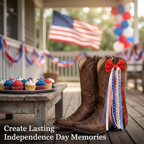 Ickasi Ribbon Bow Ribbons - Patriotic Holiday & Birthday Decor | 2 Pieces Boot Charms for Women