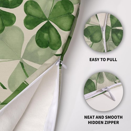 St Patricks Day Pillow Covers 18X18 Set of 2, Clover Print Saint Patrick's Dark Green Decorative Throw Pillow Covers Outdoor Farmhouse Holiday Shamrock Decoration Cushion Cases Couch Sofa Bed Decor