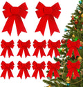 Regine Switzerland 12 PCS Red Velvet Bows - 5x8 Inches Holiday Decorations for Trees & Wreaths