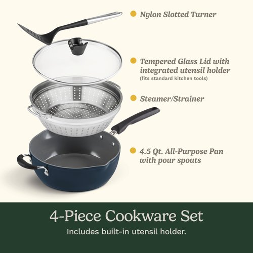Cuisinart Preferred Pan 4-Pc Set - Sienna Sky (4.5 Qt. Multi-Purpose Pan w/Cover, Steamer, Slotted Turner)