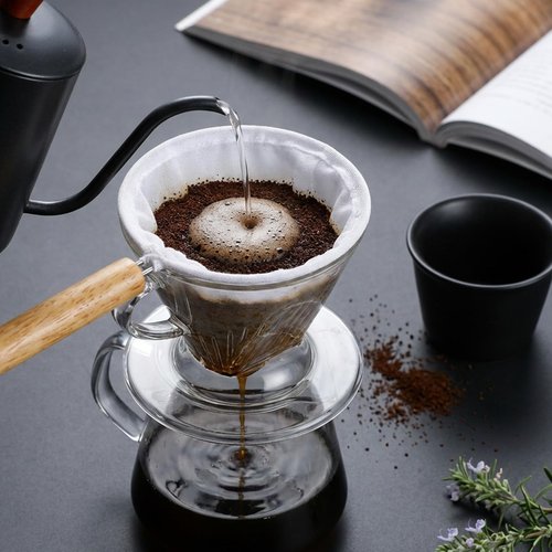 2Pcs Coffee Strainer Cloth, Reusable Flannel Cloth Filter Coffee Pour Over Filters with Wood Handle Handmade Tea Sock Strainer (White)