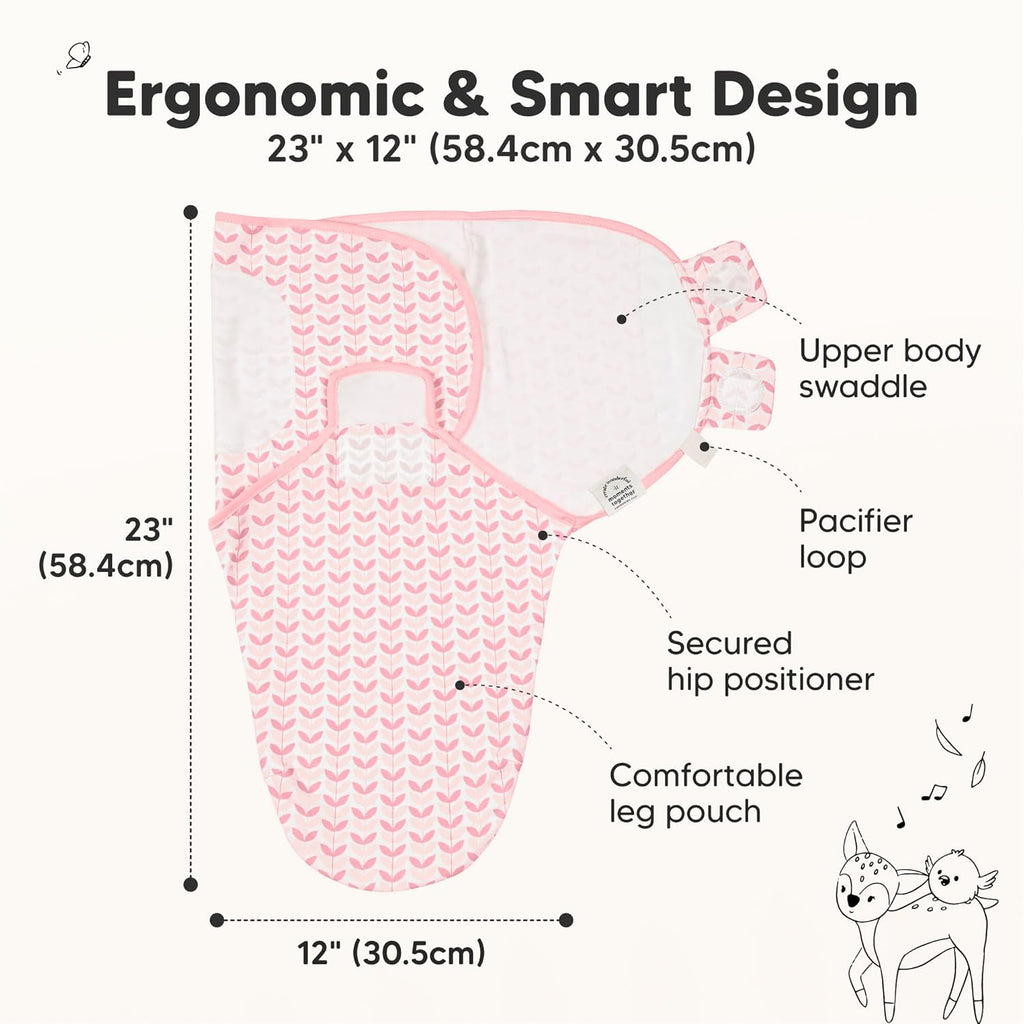 Organic Baby Swaddle Sleep Sacks by 3-Pack | Soft & Snug for Newborns 0-3 Months - Blossom Color