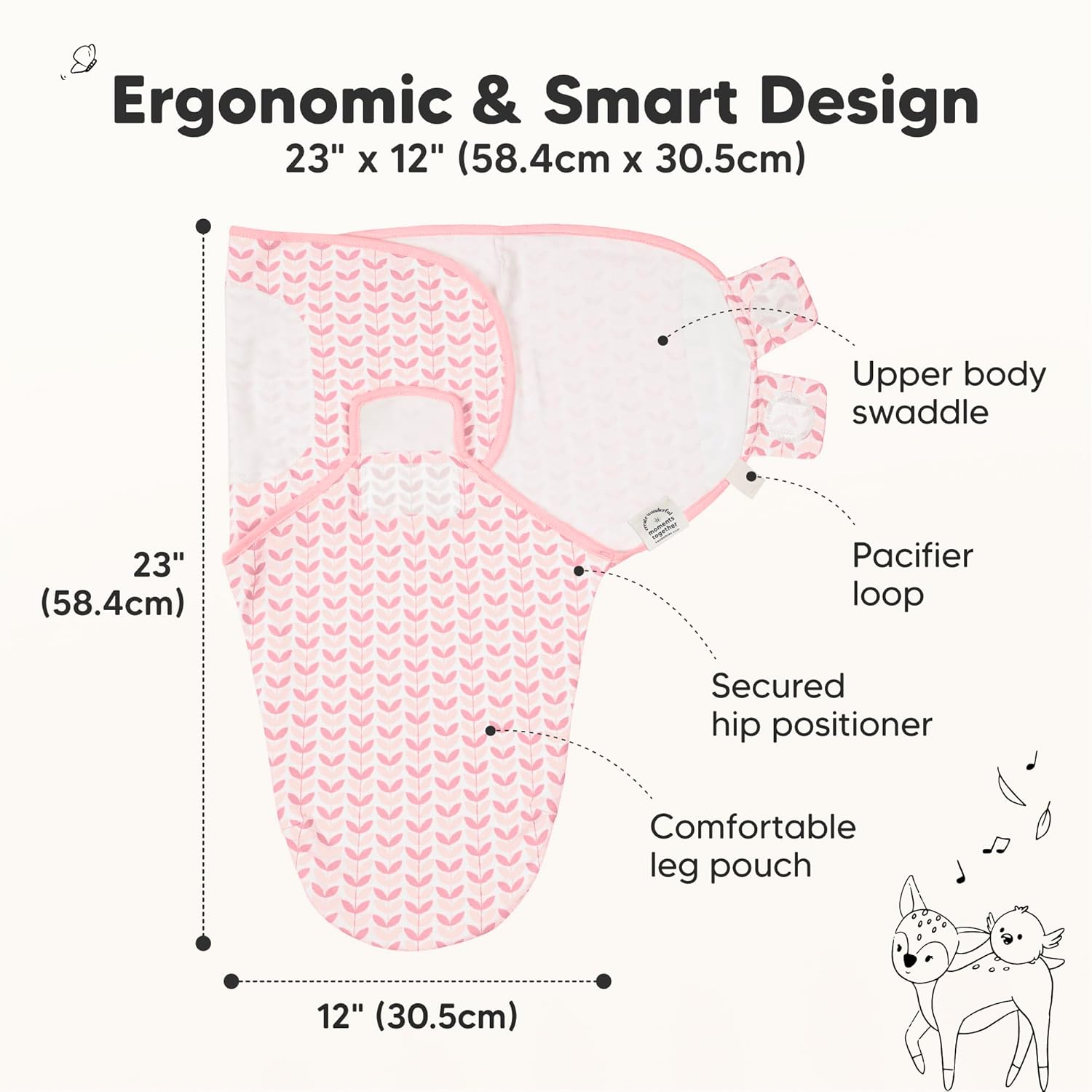 Organic Baby Swaddle Sleep Sacks by 3-Pack | Soft & Snug for Newborns 0-3 Months - Blossom Color