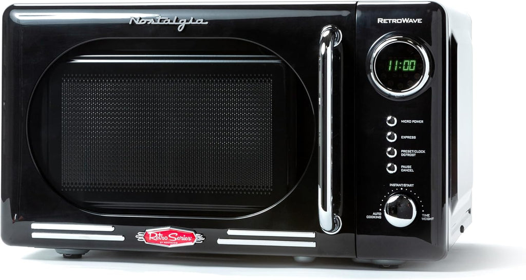 Nostalgia Retro Microwave Oven - 0.7 Cu. Ft. 700-Watt with LED Display & Child Lock | Black