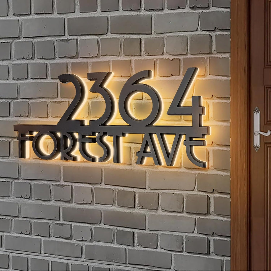 Personalized Acrylic Address Sign by [Brand Name] - Waterproof LED House Numbers | 4-6 Inch Backlit Custom Design