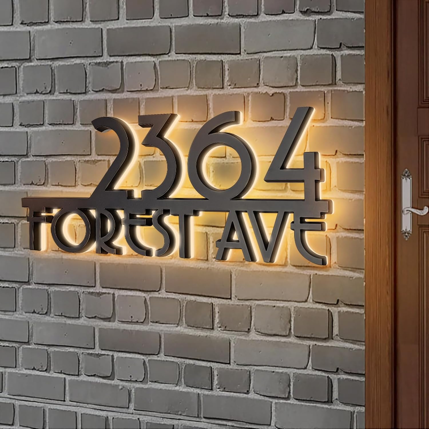 Personalized Acrylic Address Sign by [Brand Name] - Waterproof LED House Numbers | 4-6 Inch Backlit Custom Design