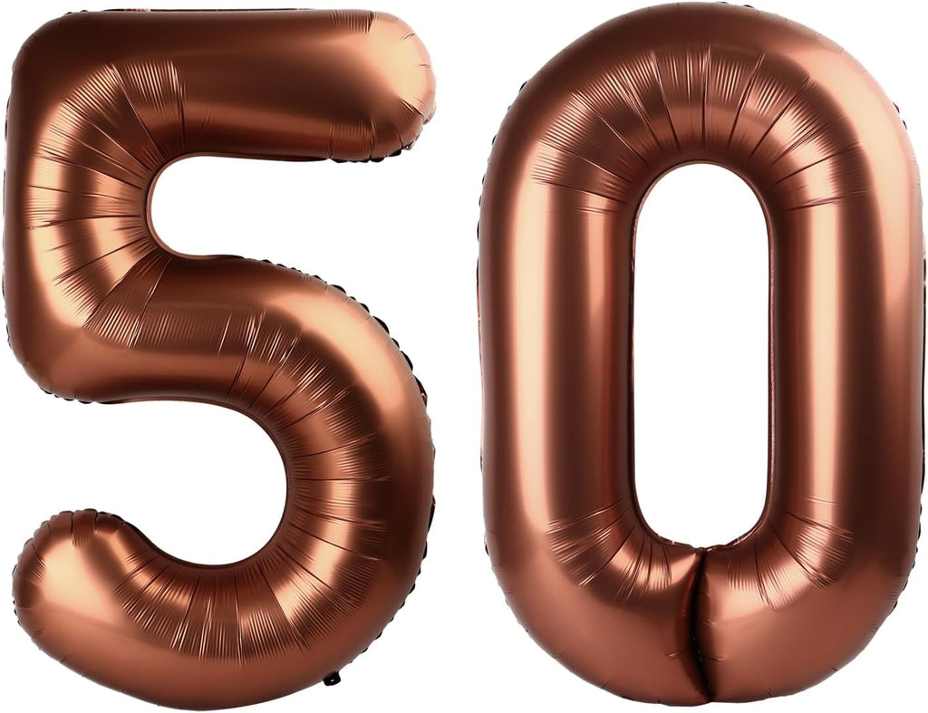Number 50 Balloon - Dark Brown 40 Inch | 50th Birthday Decorations for Men & Women