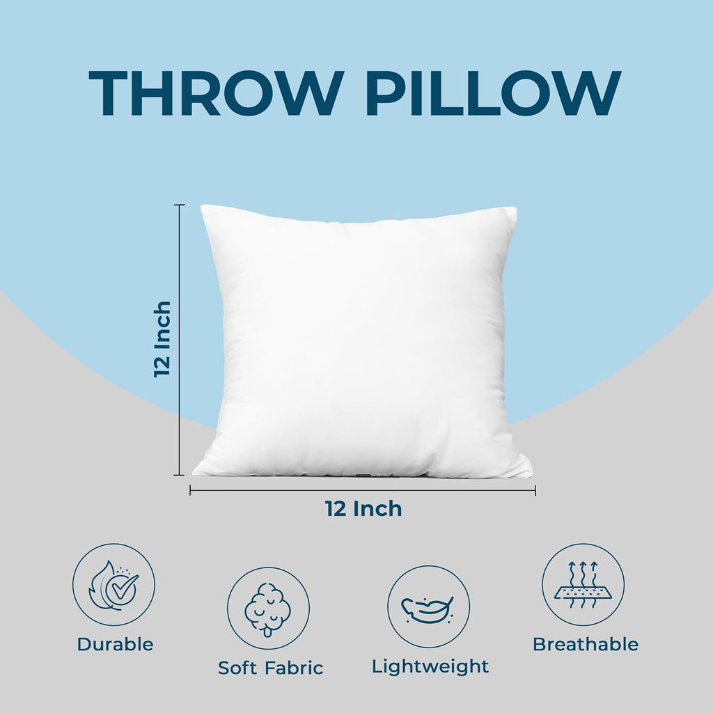 Utopia Bedding Throw Pillows - Fluffy Down Alternative Set of 4 | 12x12 Inches White Decorative Pillows for Home