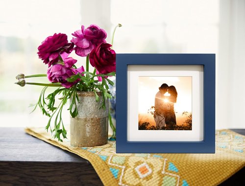 LEKAIYA 6x6 Blue Picture Frames, Square Solid Wood Photo Frame for Tabletop or Wall Mounting