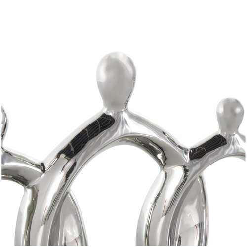 Deco 79 Ceramic Family 3 Figure Sculpture with Black Rectangular Base, 12" x 1" x 10", Silver