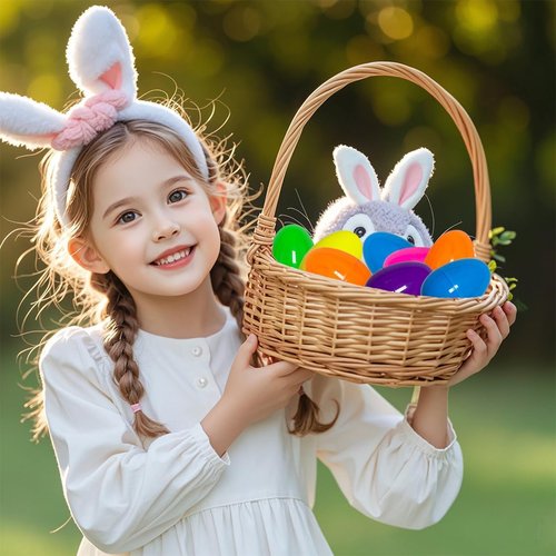 Jofan 24 Pack Plastic Prefilled Easter Eggs - Mini Jesus Mochi Squishy Toys for Kids & Toddlers