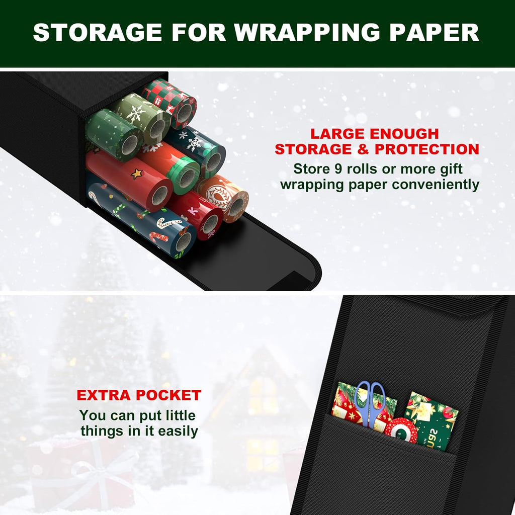 Regine Switzerland Christmas Wrapping Paper Storage - 30 Inch Organizer for 9 Rolls - Durable 600D Fabric