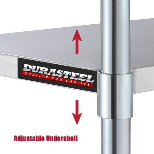 DuraSteel Galvanized Under Shelf for Work Tables - Extra Adjustable Lower Shelf for 24" x 18" Stainless Steel and Wooden Worktables - Fits for use in Restaurant, Warehouse, Home, Kitchen, Garage