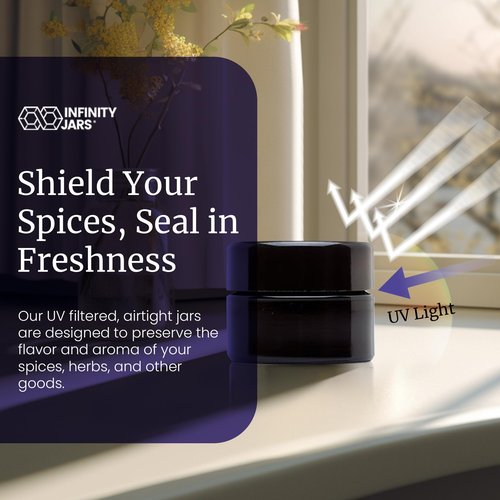 Infinity Jars Classic Black Glass Jar 15 ml (0.5 fl oz) Ultraviolet Airtight Smell Proof, Refillable Screw Top Container for Long-Term Storage of Coffee, Spices, Tea, Dried Goods, Kitchen Jar 10 Pack