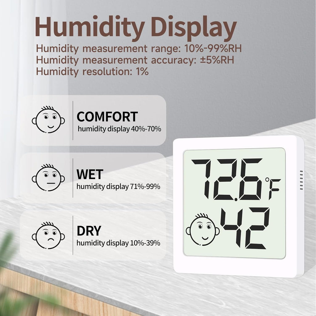 Skiennix Mini Humidity Meter - Digital Thermometer & Hygrometer for Home, Office & Garden | 6 Pack
