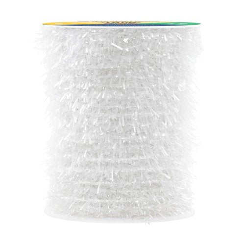 Mandala Crafts White Tinsel Garland – 30 Feet Thin Metallic Foil Glitter Garland for Christmas Tree, Party, Wedding Decor, and Holiday Decorations