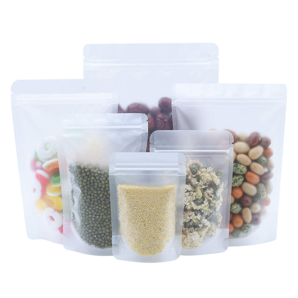 PABCK 500 Pcs 3.5x5.1 inch Resealable Stand Up Bags Matte Clear Zipper Lock Heat Seal Pouches with Tear Notch for Zip Food Storage Lock Packing