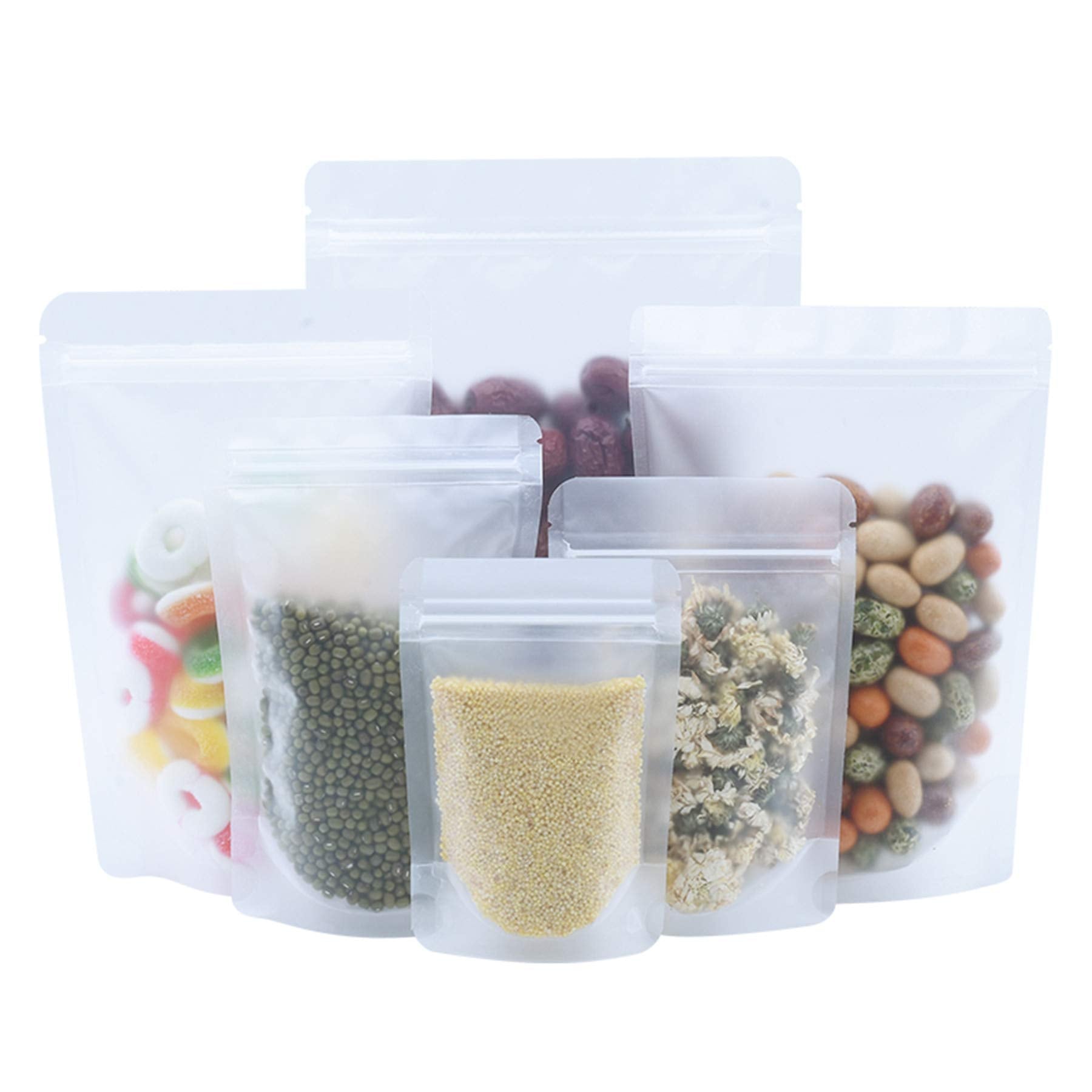 PABCK 500 Pcs 3.5x5.1 inch Resealable Stand Up Bags Matte Clear Zipper Lock Heat Seal Pouches with Tear Notch for Zip Food Storage Lock Packing