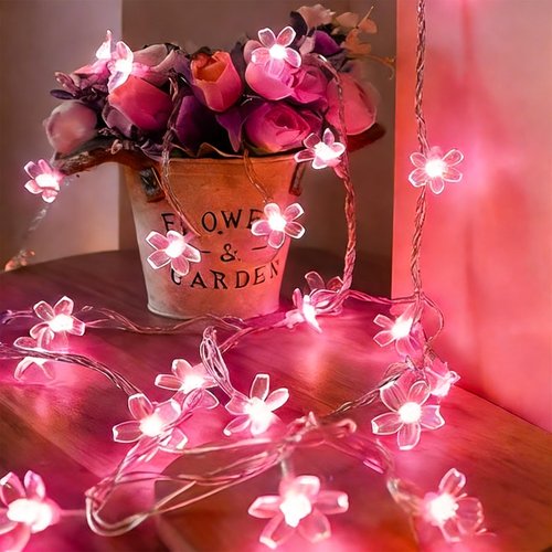 Pink Flower String Lights Valentine's Day Decor, 33ft 100 LED Plug in Decorative Fairy Floral Lamp, Create Romantic Cherry Blossom Dream for Bedroom, Wedding, Birthday Party Indoor Decorations