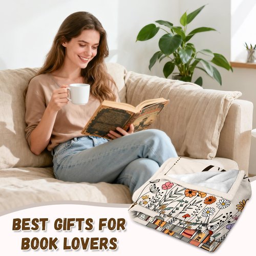 Book Lovers Gifts Blanket - Reading Gifts for Book Lovers, Reading Gifts for Women, Books Club Gift for Reader Bookish Bookworm, Christmas Birthday Gift for Books Lover Librarian Teacher, 60"x50"
