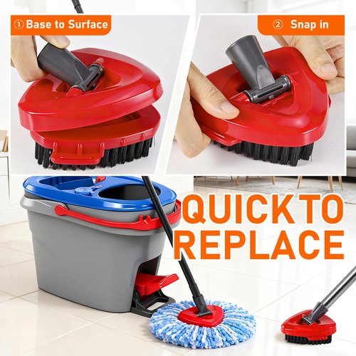 Mop Replace Heads Compatible for OCeda 2-Tank System,7 Pack Spin Mop Refill Replacement with 2 Scrub Brush and Base, Reusable Mop Head Deep Cleaning to Tough Stains