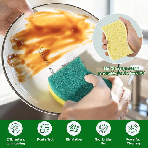 Heavy Duty Scrub Sponge - 9 Pack Tough Cleaning Tool for Grills, Stovetops & Pots | Durable Dual-Sided Design