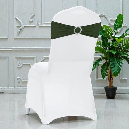 MDS Spandex Chair Sashes - Premium Stretch Covers with Buckle Slider | Olive Green, Pack of 100