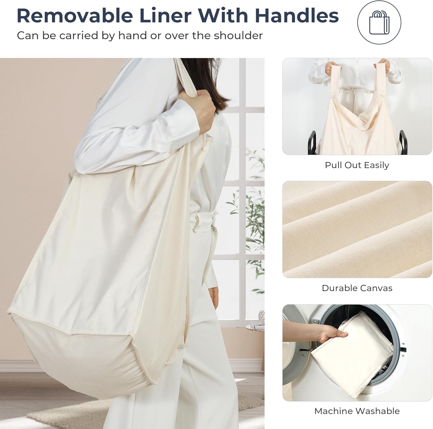 STO STO Laundry Hamper - 120L Rolling Sorter Cart with Removable Washable Liner & Wheels