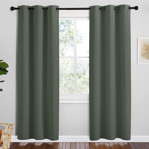 NICETOWN Blackout Curtain Panels - Dark Mallard, Thermal Insulated Grommet Drapes, 42x78 Inches