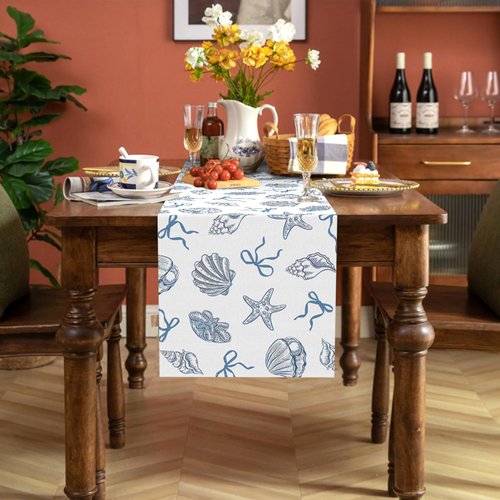 Buxiuer Blue Bow Coastal Table Runner Last Toast on The Coast Bachelorette Party Decorations Summer Nautical Ocean Dining Room Home Kitchen Island Decor (13" x 72")