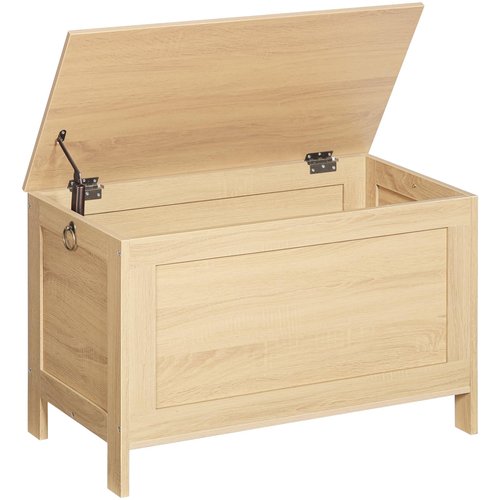 HOOBRO Toy Box, Retro Wooden Look Storage Chest with Safety Hinge, Entryway Storage Bench Supports 220 lb, 29.9 x 15.7 x 18.9 Inches Toy Chest Organizer, Easy Assembly (Natural) NL75CW01G1